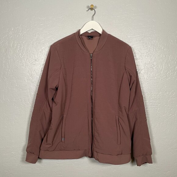 Kuhl Women XL  Mauve Rose Pink Bomber Jacket Soft Shell Zip Pockets Gorpcore - Picture 1 of 11